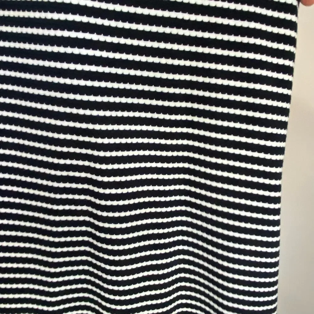 Loft Stripes Navy Blue & White Lightweight Double V Flounce Dress Sz Large - Picture 7 of 13